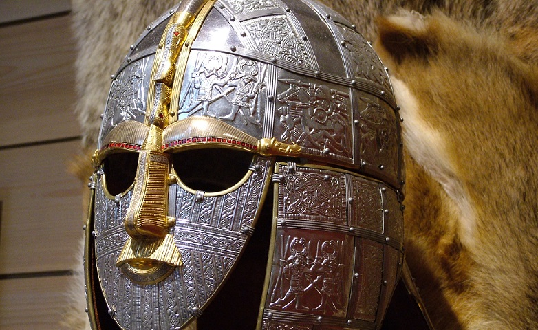 A warrior helmet designed for a very fine moustache